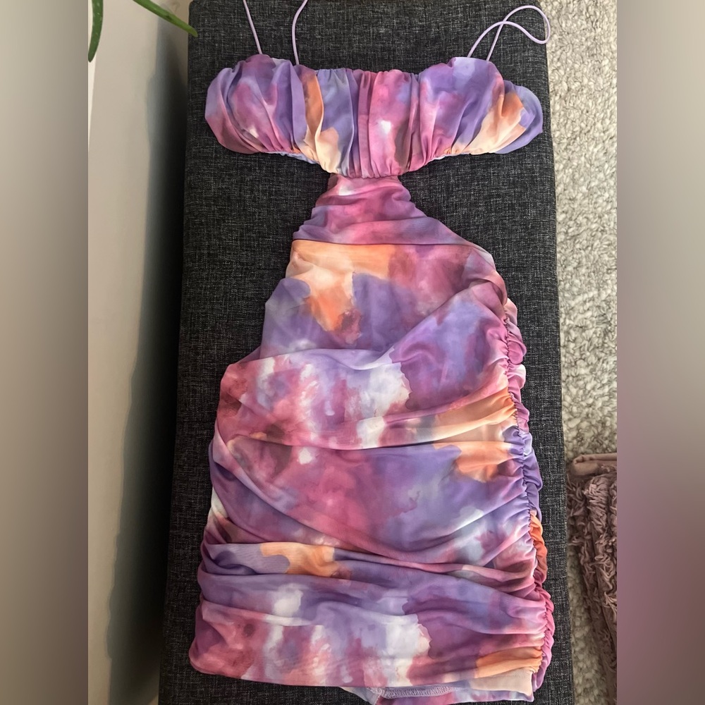 Elegant Purple Tie-Dye Dress